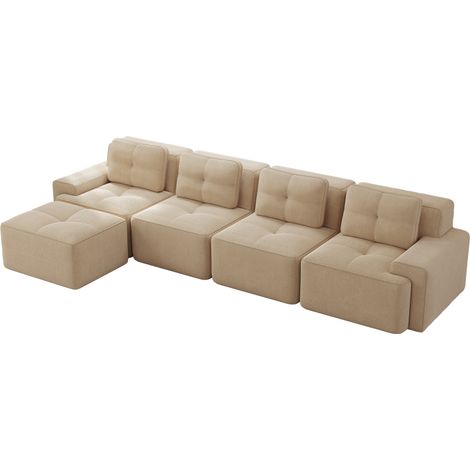 Canapé Cloud-Like Modular Boneless Comfortable Corduroy Beige 382x177x69 cm ZIPSOFA (1/5)