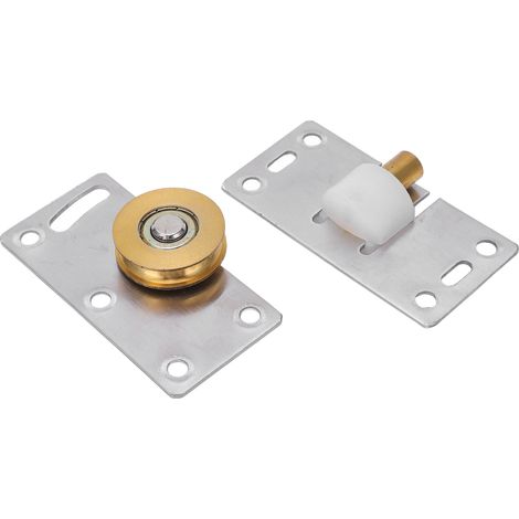 Set mit 2 Schiebetürrollen, Messing- und Edelstahlrollen, 30 mm Außendurchmesser, für Schränke und Regale (1/5)