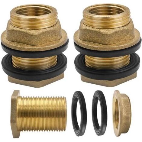 2 Pcs Raccord Citerne Eau de Pluie, Douille de Seau à Pluie en Laiton, pour Robinets Tonneau (Extérieur 3/4 Intérieur 1/2) (1/3)