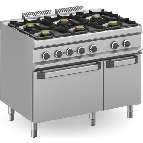 Fourneau à gaz - 6 feux - 6x7 kW - Avec four électrique statique - Arilex