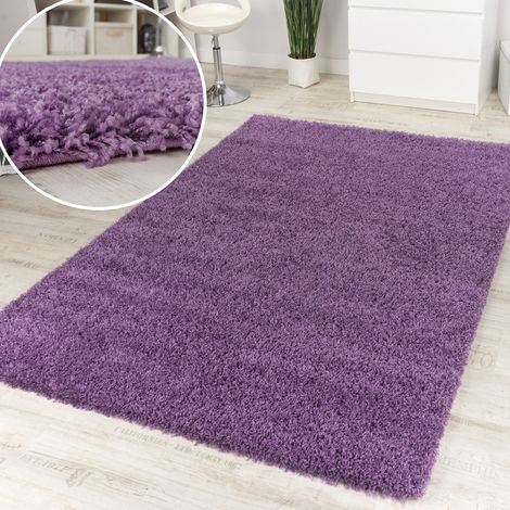 Paco Home Alfombra De Pelo Alto Y Largo En Lila En Liquidación A Un Precio Increíble Ø 67 cm redondo (1/4)