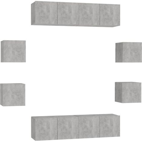 Maison Exclusive - 8-tlg. TV-Schrank-Set Betongrau Holzwerkstoff