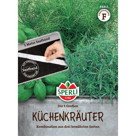 Sperli – Ruban de semis 3 aromatiques : basilic, sarriette, aneth – Graines d'aromatiques, ruban de 5 mètres (1/2)