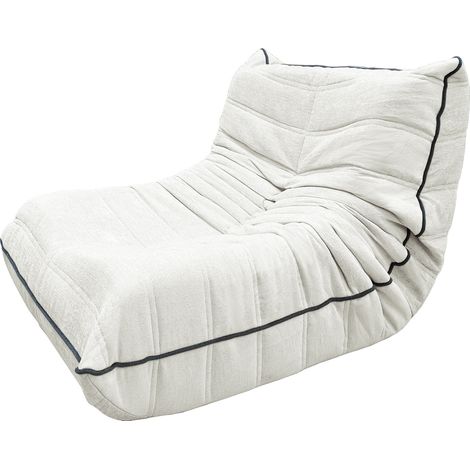 Pouf-Sessel 96x70x64,5 cm aus weißem Textil mit Rückenlehne, ohne Montage – MEUBLIV (1/5)