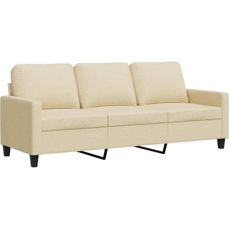 Divano a 3 Posti Sofa Crema 180 cm in Tessuto (1/5)