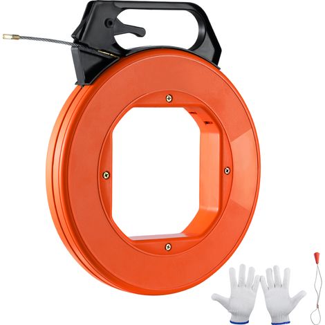 Mophorn Ago da Elettricista 38,1m Estrattore per Cavo Elettrico Estrattore per Cavo Flessibile da 4,5mm con Custodia in Plastica Guanti con Manico Resistente Parete Condotti Elettrici Non Conduttivi