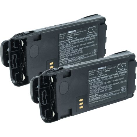 vhbw 2x Akku Ersatz für Motorola NNTN5510DR, NNTN5510CR für Funkgerät, Walkie Talkie (1500 mAh, 7,4 V, Li-Ion) + Gürtelclip