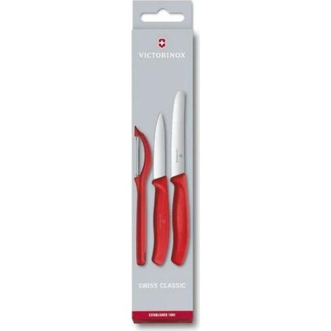 Victorinox Set di Coltelli con Pelaverdure - Utensili da Cucina Professionali  Rosso