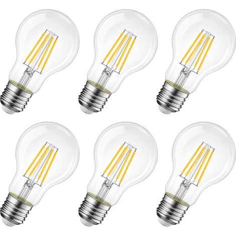 E27 4W LED-Filamentlampe, warmweiß (2700K), 470 lm, entspricht einer 40W Glühbirne, klassisches A60 LED-Filament, 6er-Packung (1/5)
