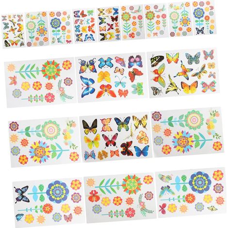 18 Feuilles autocollant de fenêtre autocollants floral amovible fenêtre s'accroche décalcomanies décoratives stickers muraux fleur de printemps stickers muraux fleur de jardin PVC (1/5)