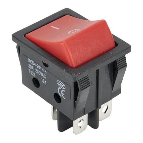 Lot de 2 interrupteurs à bascule 30 A 250 VAC 4 broches pour appareils de soudage, étanche IP65 avec étui en nylon ignifuge, levier marche/arrêt robuste pour chauffage industriel et appareils (1/4)