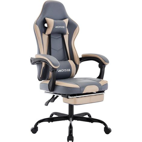Gaming Chair Bürostuhl Ergonomischer Computerstuhl mit Fußstütze und Kissen (1/5)