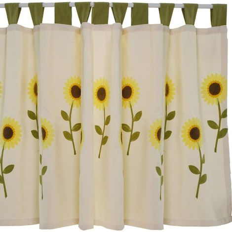 Rideau Courte Rideaux de cuisine de café rideaux de tournesol ensoleillés pastoraux américains pour rideaux de demi-tringle de fenêtre de cuisine avec motif de broderie (largeur 200 cm,hauteu (1/5)