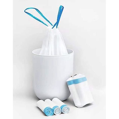 Sacs poubelle rétractables 1,2 gallon – 80 unités, blancs, pour salle de bain, chambre ou cuisine – doublures ultra-résistantes (1/4)