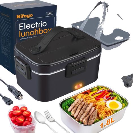 Portapranzo elettrico, in acciaio inox rimovibile, borsa termica isolante, 1,8 litri (1/2)