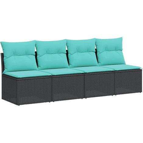 Maison Exclusive - Divano da Giardino con Cuscini a 4 Posti Nero in Polyrattan