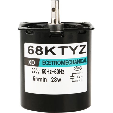 Miniature Permanent Magnet Synchronous Motor AC220V 28W, Low Noise CW/CCW Rotation for Automation, Instrumentation, Gluing Machines and Stage Lighting (5 turns). (1/5)