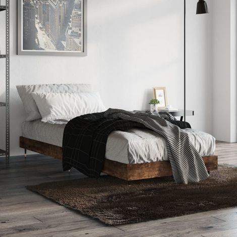 Estructura cama sin colchón madera roble ahumado 75x190 cm