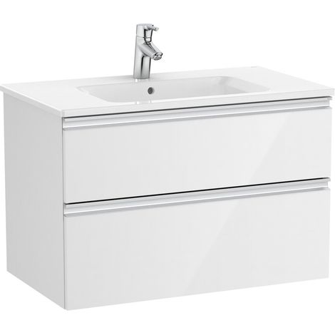 Pack Unik meuble bas avec deux tiroirs + lavabo central THE GAP - ROCA Couleur : Blanc brillant - Dimensions : 805x460x537 mm (1/3)