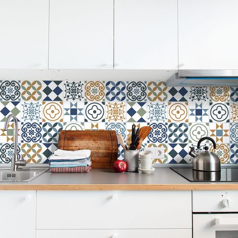 Sticker Mural Carrelage adhésif Cuisine Salle de Bain - 9 STICKERS CARRELAGES AZULEJOS NICOLLETTA - 9stickers10x10cm (1/5)