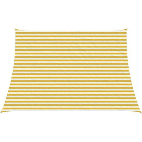 Voile d'ombre jaune et blanc 3 / 4 x 3 m HDPE - Voile d'ombrage protection solaire anti-UV jardin terrasse extérieur (1/5)