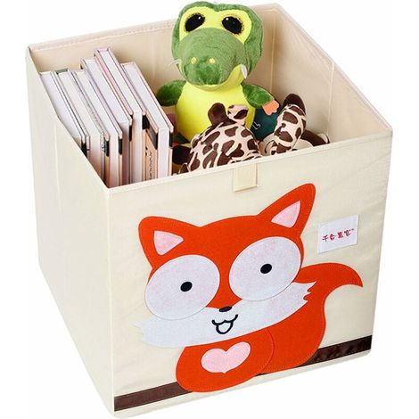 Boîte de rangement pliable pour enfants, boîte de rangement des jouets d'animaux, boîte de rangement pour enfants de grande capacité, boîte à jouets en tissu pliable (écureuil) (1/5)