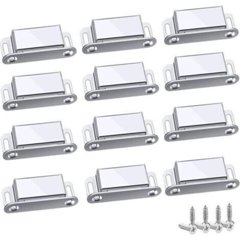 Loquet Magnetique, 12 Pièces Aimants loqueteaux magnétiques Placard Aimant Puissant Robuste Jusqu'à 6kg, Pour Tiroirs Porte de Douche Aimanté Armoire Placard, Cabinet, Meubles (45mm-12pc)-- (1/4)