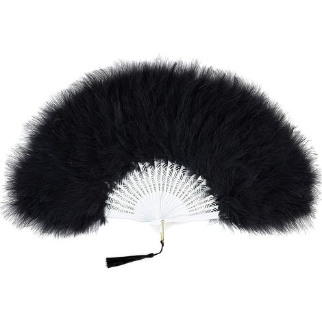 Éventail pliant à main Black Feather des années 1920 - Accessoire idéal pour une soirée Gatsby. (1/5)