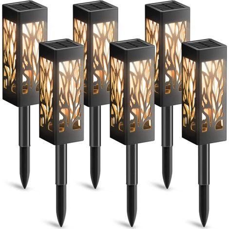Luces solares para jardín, juego de 6 faroles solares decorativos con luz blanca cálida, resistentes al agua IP65, con encendido/apagado automático para patio, terraza y césped. (1/5)