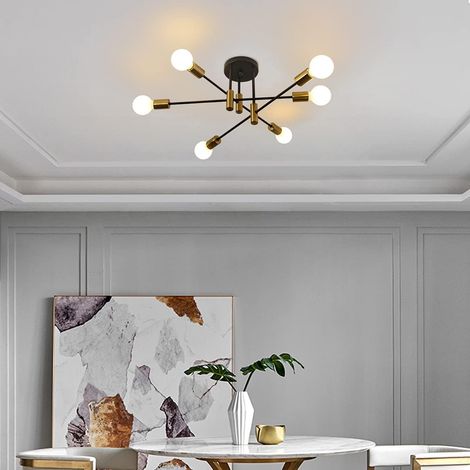 GANEED Lampadario Moderno Regolabile Illuminazione a Soffitto Plafoniera 6 Luci Montaggio Industriale Lampada a Sospensione da Soffitto per Cucina Soggiorno Sala da Pranzo Camera da Letto (1/5)
