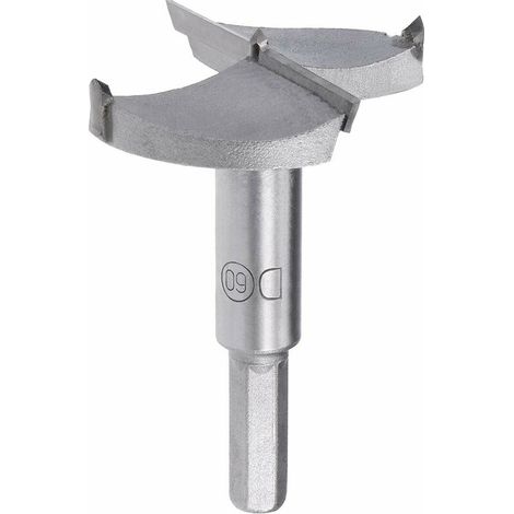 Forstner Drill Bits 60mm, Tungsten Carbide Wood Hole Saw Auger Opener, Woodworking Hinge Hole Drilling Boring Bit Cutter (Gray) (1/4)