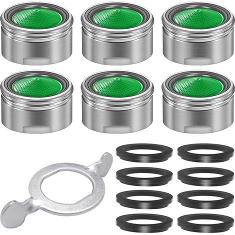 M24 Mousseur Robinet, 6 Pièces Mousseur Robinet Cuisine eau en Acier Inoxydable avec Filtre ABS, Filtration à Économie D'eau Aérateur de Robinet Avec 8 Rondelles et 1 Clé de Montage Incluses (1/5)