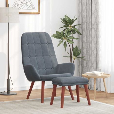 Teenpull – Relaxsessel mit Hocker Dunkelgrau Samt (1/5)
