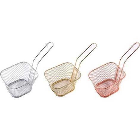 Mini Frites en Acier Inoxydable Frites Filet Friteuse Panier Petit Forme Carrée Frites Paniers Passoire Cuisine Cuisson Out (1/4)