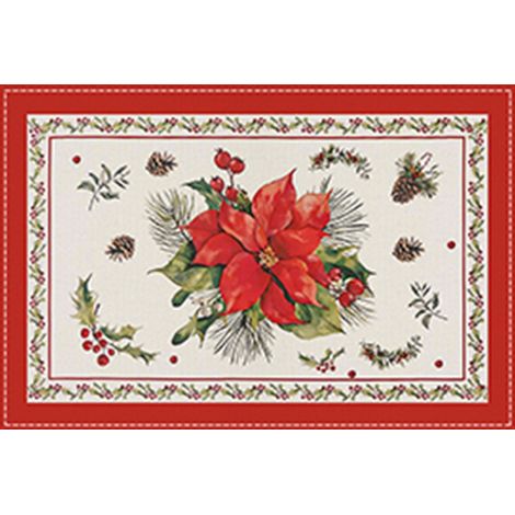 Set de table de Noël, style champêtre, Noël d'hiver, fêtes de Noël, set de table pour la cuisine familiale, nappe - 45 x 30 cm (polyester) - 5 pièces