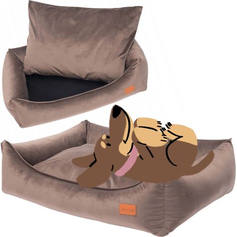 Divano per cani LEG BED con cuscino, lavabile in lavatrice, 90x70x20 cm, Ukory MARRONE (1/5)