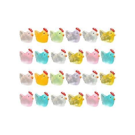 24 Miniatur-Hühnerfiguren aus Kunstharz, niedliche Tier-Mini-Gartendekorationen