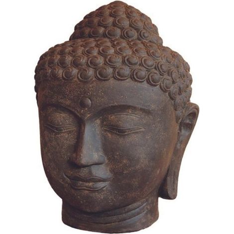 Statue jardin bouddha tête 50 cm - Gris anthracite 50 cm (1/2)