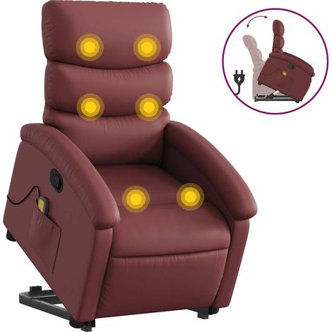 Maison Exclusive - Massagesessel mit Aufstehhilfe Weinrot Kunstle