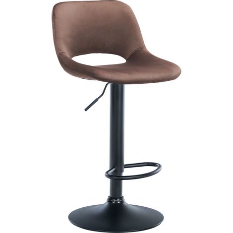 Tabouret de bar Camden velours Marron Métal noir mat (1/5)