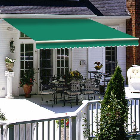 Retractable Green Garden Manual Patio Awning Canopy Sun Shade Shelter 3x2.5M (1/5)