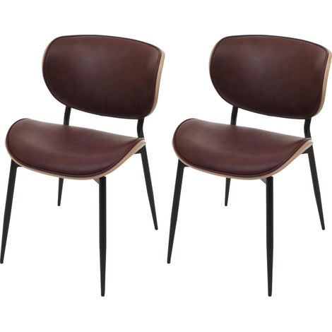 Juego de 2 sillas de comedor HHG-233, imitación de cuero curvado 280 g/m² con certificado Oeko-Tex MVG, natural, marrón vintage