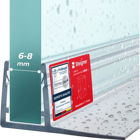 STEIGNER Duschdichtung UK02 Ersatzdichtung für Dusche Wasserabweiser, L, 50 cm, (Einzeldichtung), 6mm bis 8mm Glasstärke