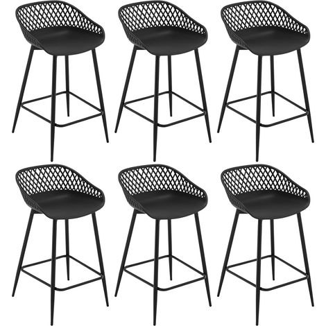 WOLTU 6x Bar Stools Breakfast Counter Chairs Bar Chairs Modern Stools for Kitchen Home Bar, Black
