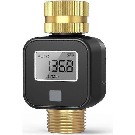 Débitmètre d'eau numérique avec filetage BSP 3/4", écran LCD et capteur en temps réel pour l'irrigation de jardin et de piscine. (1/4)