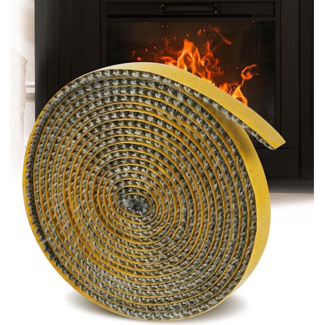 Lablanc – Joint haute température 3mm x 10mm x 3m – Fibre de verre résistante jusqu'à 550°C – Pour poêles à bois et cheminées – Joint auto-adhésif (1/5)