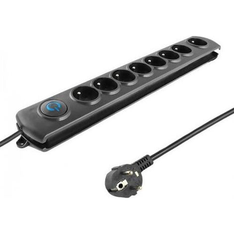 Regleta protectora contra sobretensiones Qoltec de 8 tomas y 1,8 m (1/3)