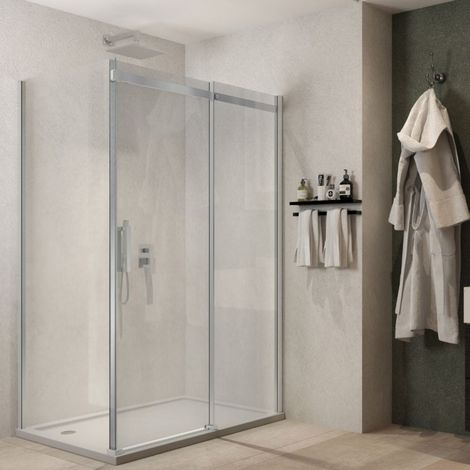 Ix box shower lato fisso calla lf116 cristallo 6 millimetri chrome misure 67-69xh195cm trasparente - confezione 1