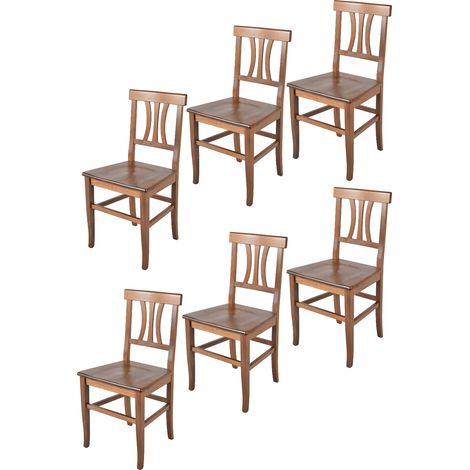 Tommychairs - Set 6 sedie modello Artemisia per cucina bar e sala da pranzo, robusta struttura in legno di faggio color noce chiaro e seduta in legno (1/5)