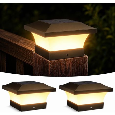 Lot de 2 Lampes Solaires pour Poteau, éclairage Automatique IP65 étanche Sans Cable pour Jardin Terrasse Extérieur (1/4)